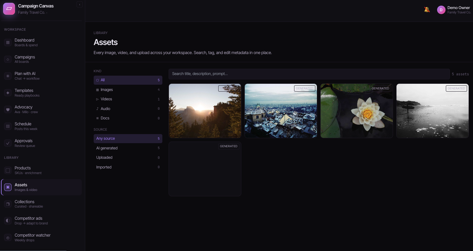 Asset library — Kampana platform
