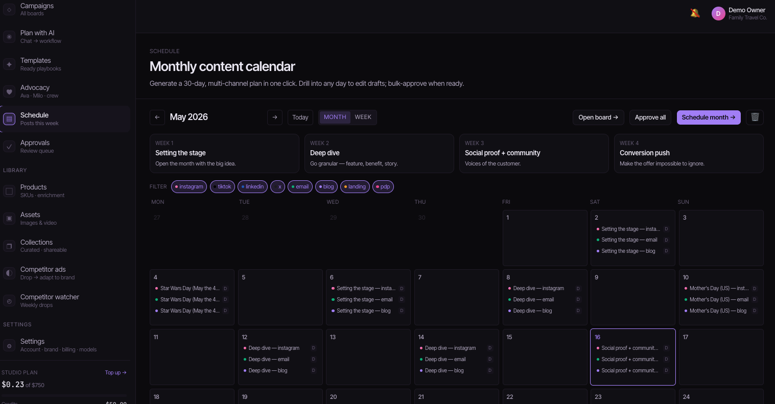 Schedule — Kampana platform
